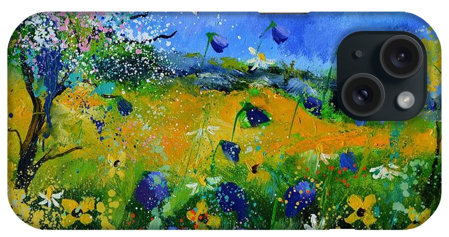 Landscape iPhone Case featuring the painting Wild flowers in summer by Pol Ledent