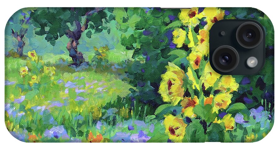 Sunflowers iPhone Case featuring the painting Wild Sunflowers by Karen Ilari