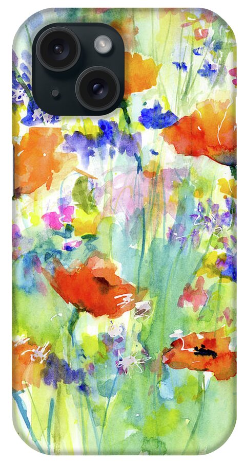Wildflowers iPhone Case featuring the painting Wildflowers and Poppies by Christy Lemp