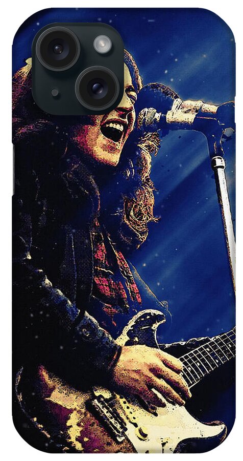 Sales iPhone Case featuring the painting William Rory Gallagher Poster by Hunter Alexandra