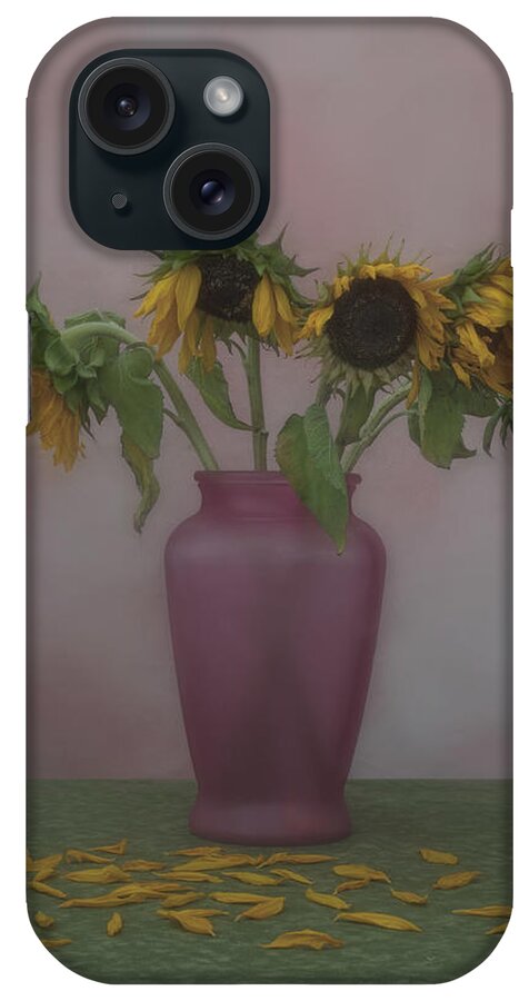 Stilll Life iPhone Case featuring the photograph Wilting sunflowesr, beauty in decay by Alessandra RC