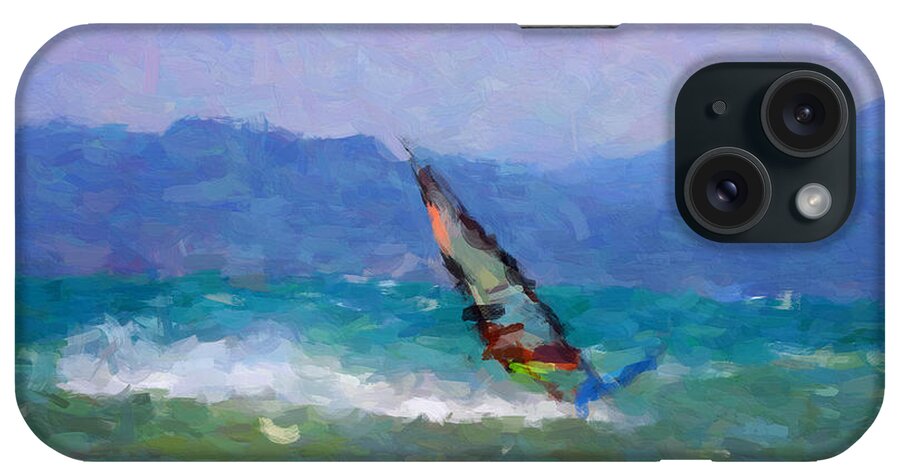 Surfing iPhone Case featuring the painting Wind Rider by Trask Ferrero