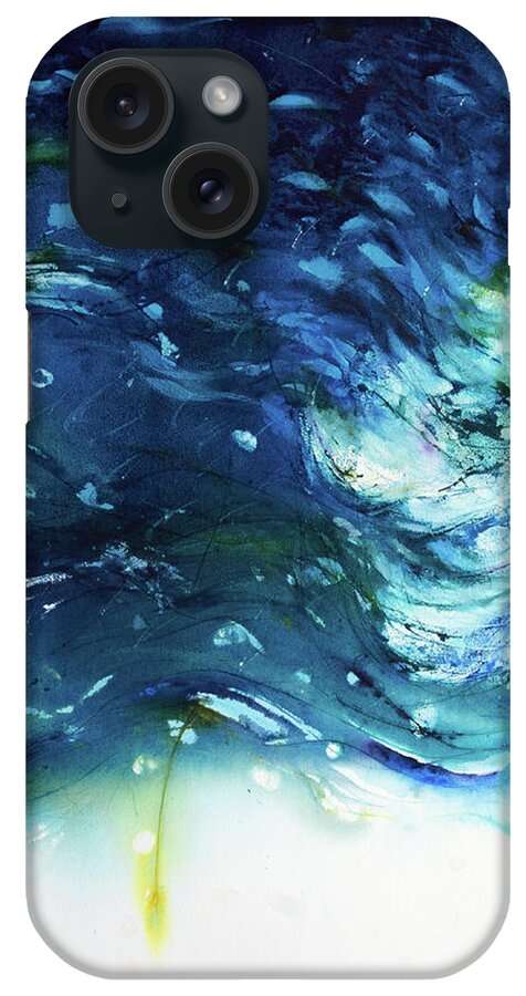 Watercolour iPhone Case featuring the painting WindBlown Blue too by Petra Rau