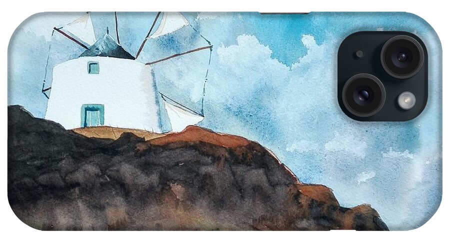 Windmill iPhone Case featuring the painting Windmill by Sandie Croft