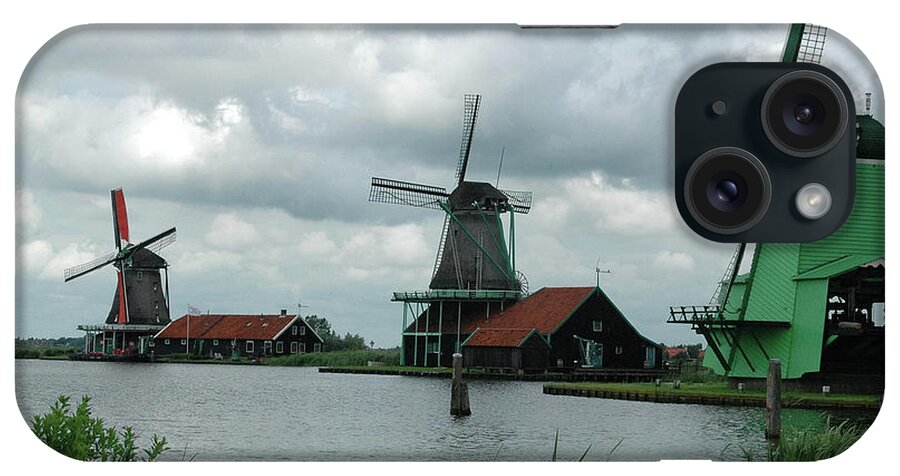 Windmill iPhone Case featuring the photograph Windmills on the Lake by Steve Templeton