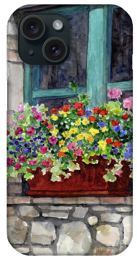 Window iPhone Case featuring the painting Window Flower Pot by Hailey E Herrera