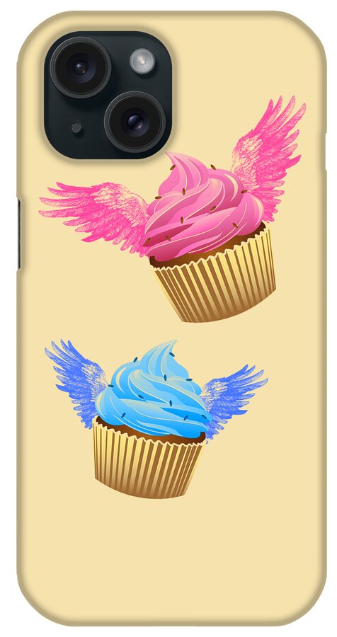 Cupcake iPhone Case featuring the digital art Winged Cupcakes by Madame Memento