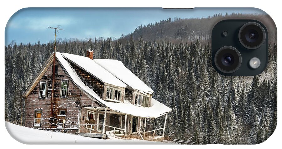America iPhone Case featuring the photograph Winter At The Old Farm House Horizontal - Pittsburg, NH by John Rowe