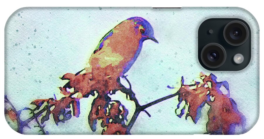 Eastern Bluebird iPhone Case featuring the digital art Winter Bluebird on a Branch by Shelli Fitzpatrick