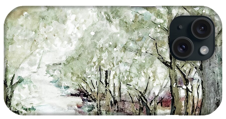 Watercolor iPhone Case featuring the painting Winter Exploring Painting by Lisa Kaiser