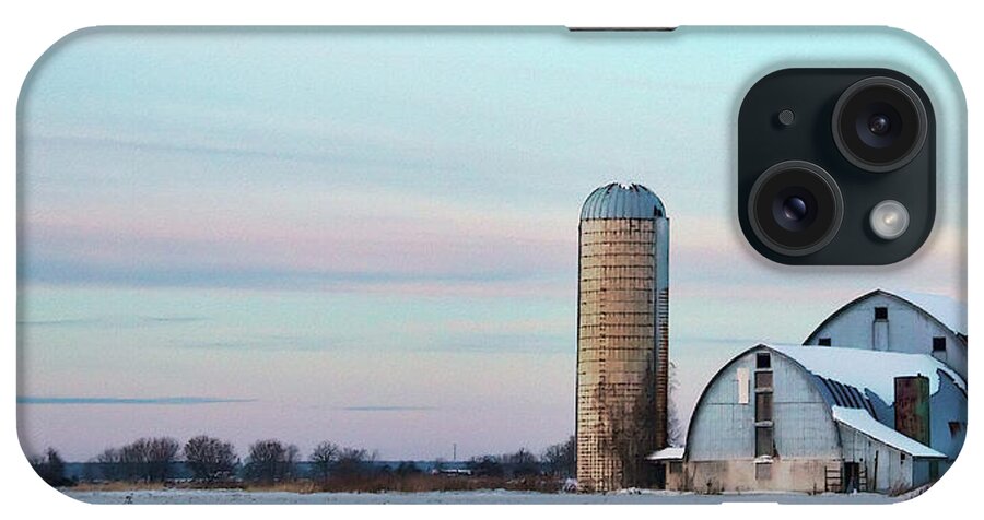 Winter iPhone Case featuring the photograph Winter Farm and Barns Ontario by Tatiana Travelways