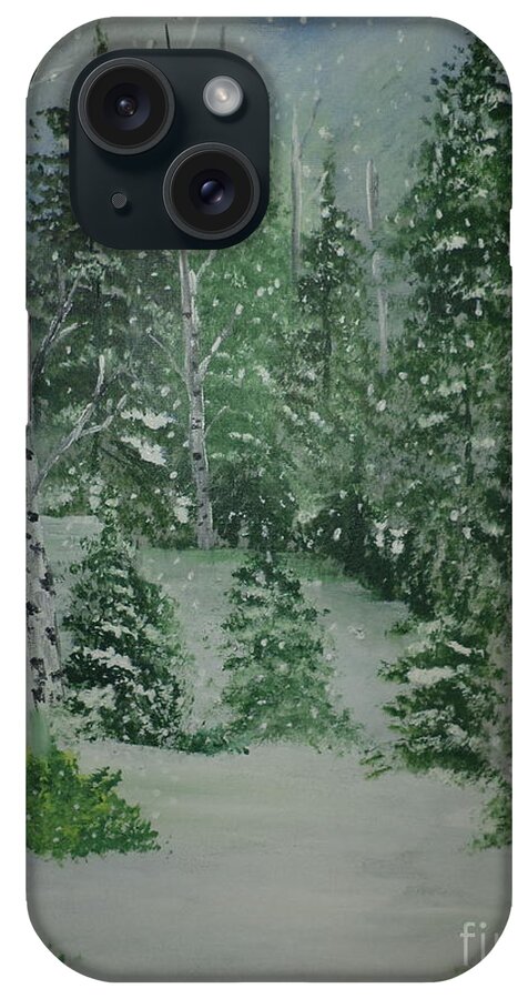 Landscape iPhone Case featuring the painting Winter In The Pines Painting # 59 by Donald Northup