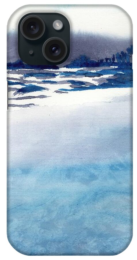 Vertical iPhone Case featuring the painting Winter Lake by Tammy Nara