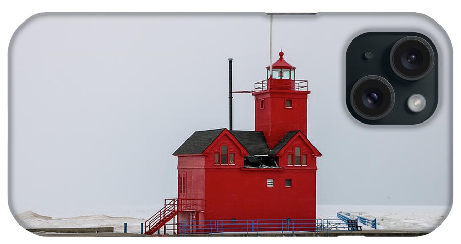 2022 iPhone Case featuring the photograph Winter Landscape at Big Red Lighthouse by Dawn Richards