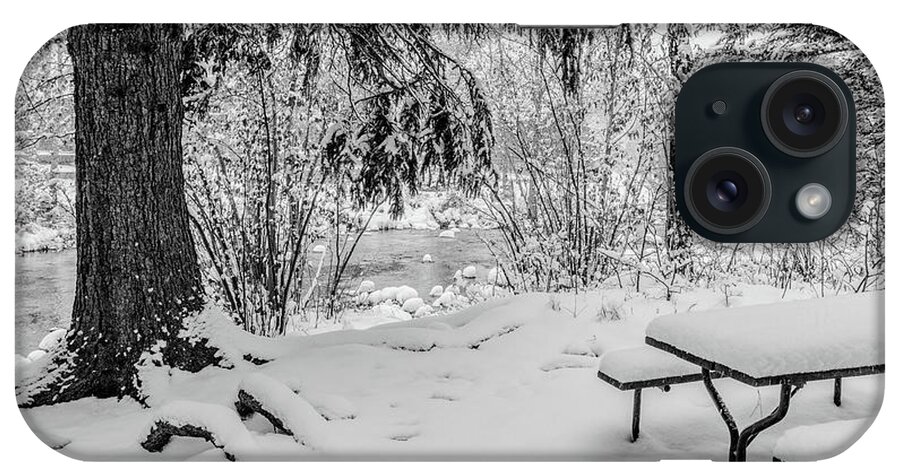 Bench iPhone Case featuring the photograph Picnic Table in Snow by Tom Potter