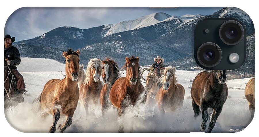 Horses iPhone Case featuring the photograph Winter Roundup by David Soldano