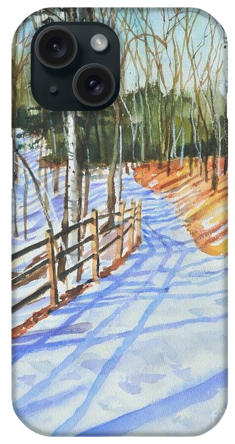 Trees iPhone Case featuring the painting Winter shadows #3 #1 by Betty M M Wong
