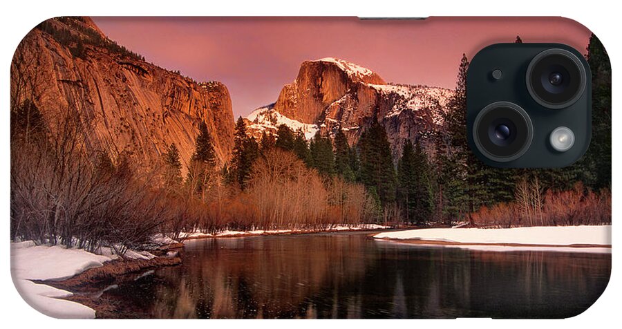 North America iPhone Case featuring the photograph Winter Sunset Lights Up Half Dome Yosemite National Park by Dave Welling