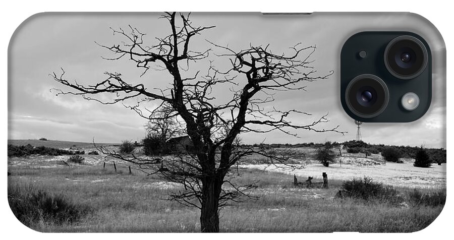 Winter iPhone Case featuring the photograph Winter Tree Silhouette BW by Jerry Abbott
