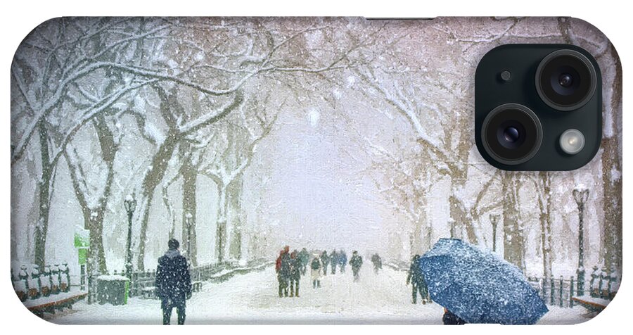 Landscape iPhone Case featuring the painting Winter Walk in Central Park - DWP3772616 by Dean Wittle