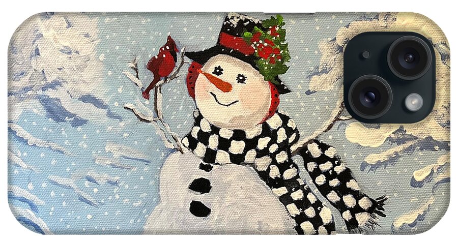 Snowman iPhone Case featuring the painting Winter Wonderland by Juliette Becker