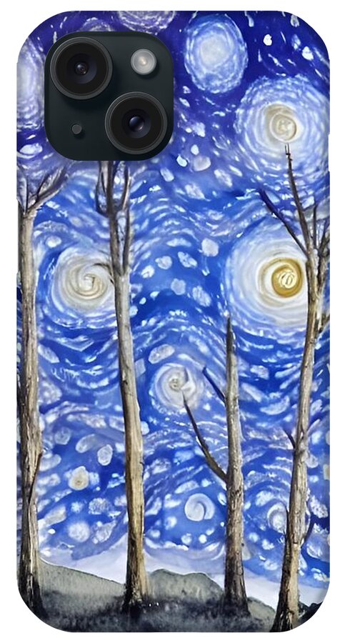 Abstract iPhone Case featuring the digital art Winter Woods by Bonnie Bruno