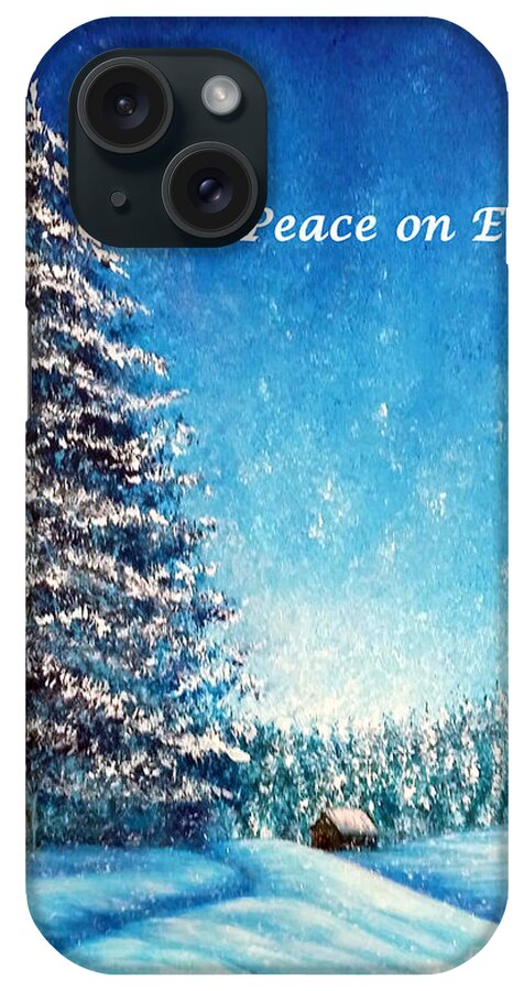 Holiday iPhone Case featuring the painting Wintry Light - Peace on Earth by Sarah Irland