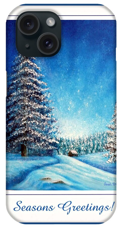 Holiday iPhone Case featuring the painting Wintry Light - Seasons Greetings by Sarah Irland
