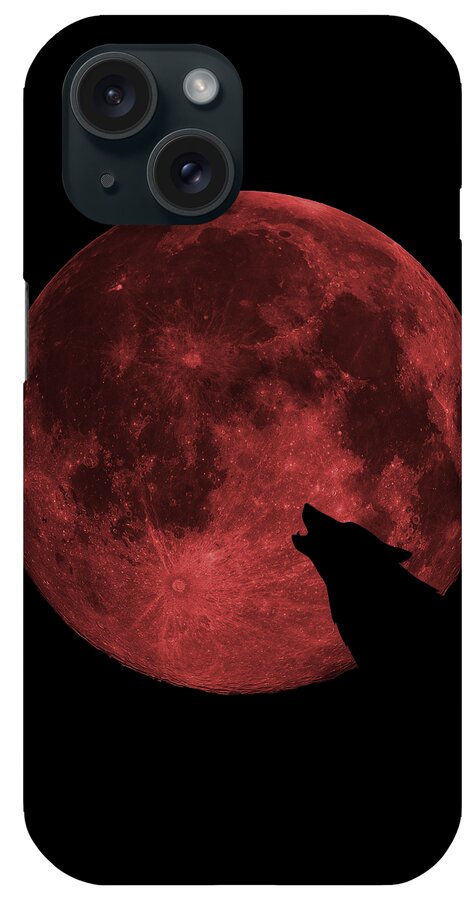 Cool iPhone Case featuring the digital art Wolf Howling Blood Moon by Flippin Sweet Gear