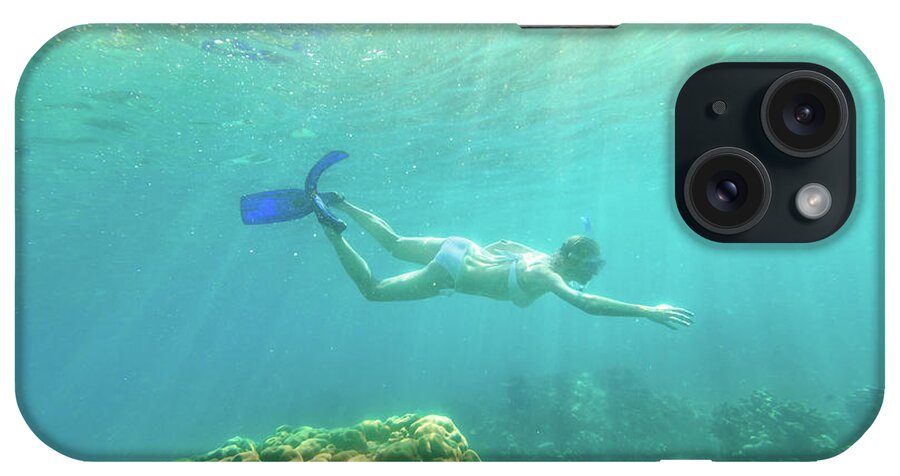Snorkeling iPhone Case featuring the photograph Woman snorkeling Surin Islands by Benny Marty