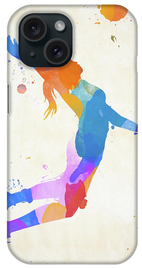 Woman Volleyball Player Color Splash iPhone Case featuring the painting Woman Volleyball Player Color Splash by Dan Sproul