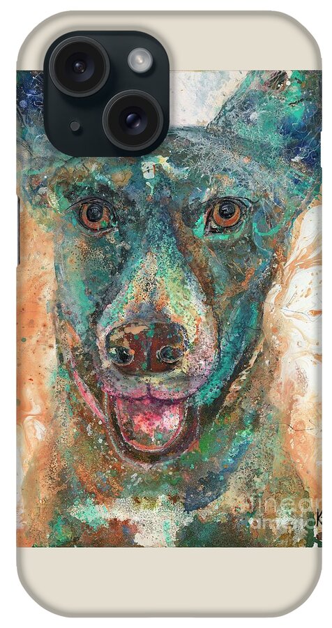 Blue Dog iPhone Case featuring the painting Wonder by Kasha Ritter