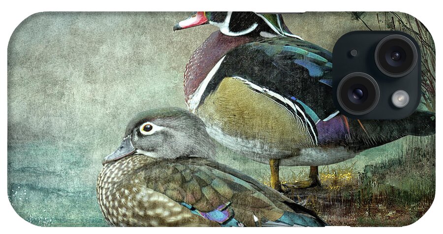 Bird iPhone Case featuring the digital art Wood Ducks by Merrilee Soberg