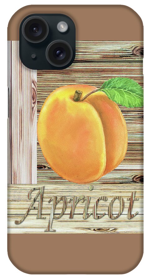 Apricot iPhone Case featuring the painting Wooden Crate With Organic Apricot Farmers Market Watercolor by Irina Sztukowski