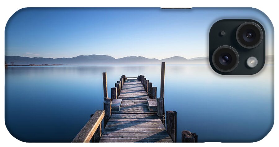Lake iPhone Case featuring the photograph Pier in a Blue Lake by Stefano Orazzini
