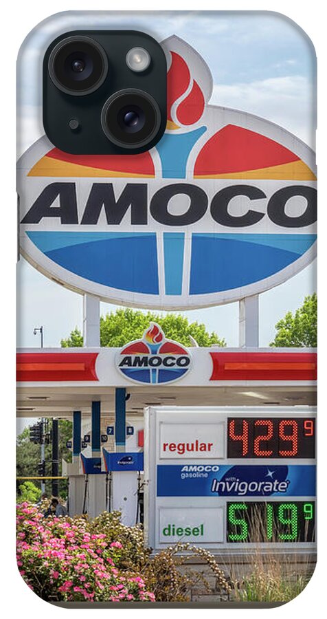 Amoco Sign iPhone Case featuring the photograph World's Largest Amoco Sign - Route 66 - St Louis by Susan Rissi Tregoning