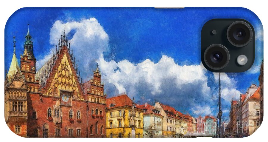 Wrocław iPhone Case featuring the digital art Wroclaw, Poland by Jerzy Czyz