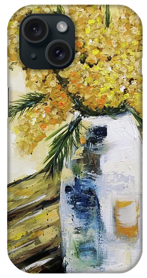 Flowers iPhone Case featuring the painting Yellow Bunch by Roxy Rich