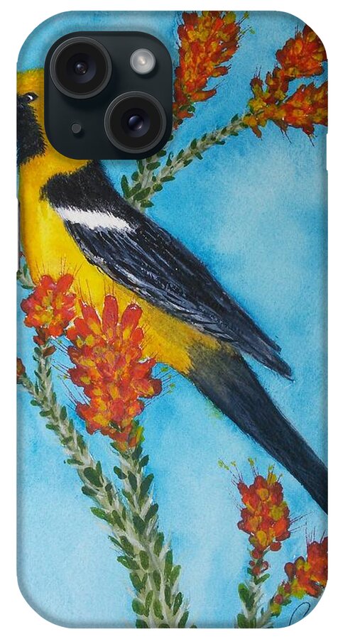 Bright Yellow Oriole iPhone Case featuring the painting Yellow Oriole by Susan Nielsen