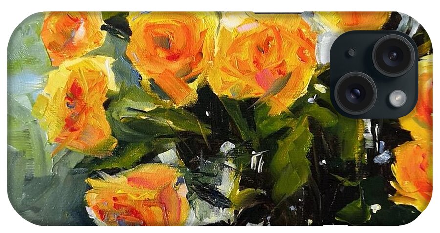 Floral iPhone Case featuring the painting Yellow Roses by Sheila Romard