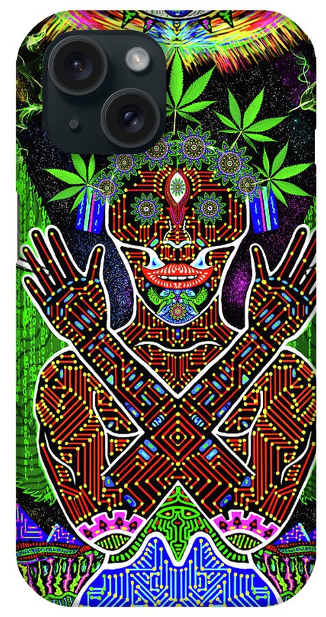 Visionary Art iPhone Case featuring the digital art Yes we Cannabis by Myztico Campo