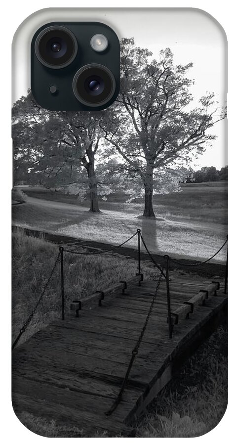 Architecture iPhone Case featuring the photograph Yorktown Battlefield Foot Bridge Infrared by Liza Eckardt