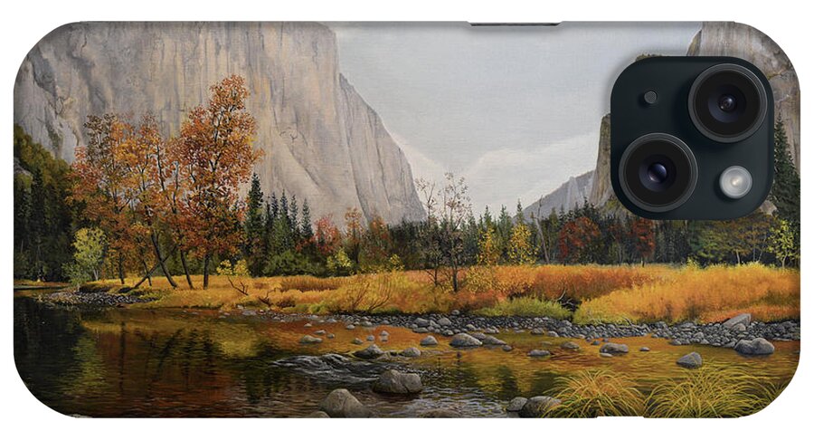 Yosemite iPhone Case featuring the painting Autumn in Yosemite by Charles Owens