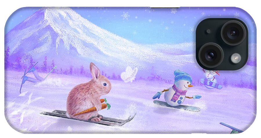 Bunny iPhone Case featuring the pastel You Can Do It Bunny by Yoonhee Ko