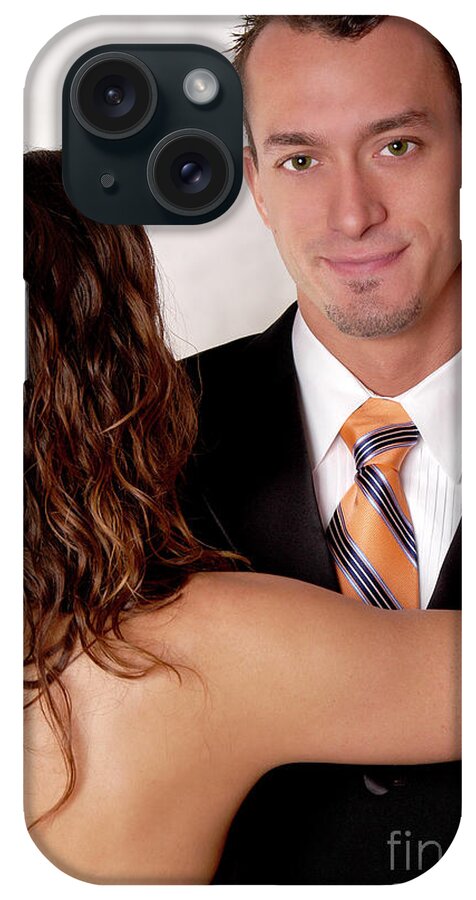 Couple iPhone Case featuring the photograph Young handsome office man with young woman by Gunther Allen