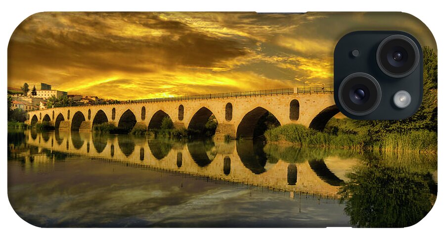 Sunset iPhone Case featuring the photograph Zamora's Roman Bridge by Micah Offman