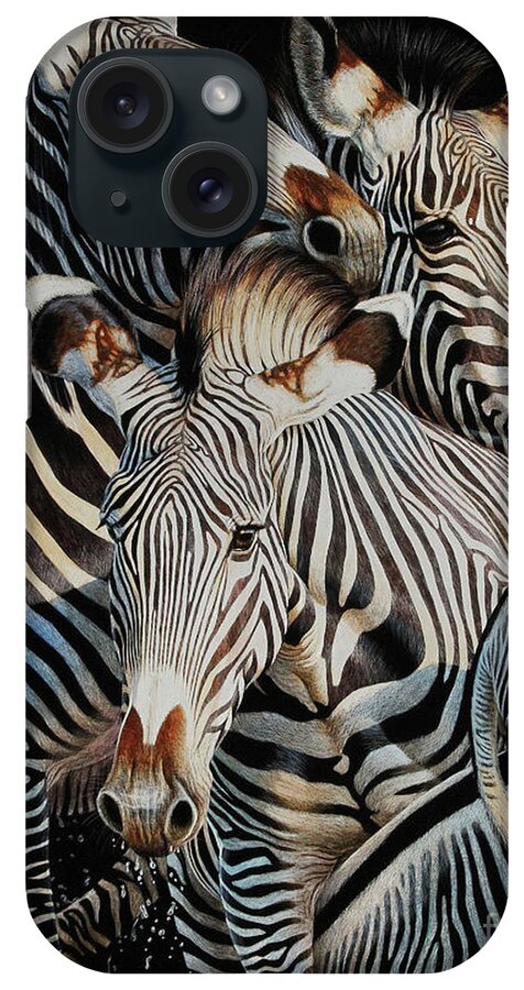 Cynthie Fisher iPhone Case featuring the drawing Zebra #3 by Cynthie Fisher