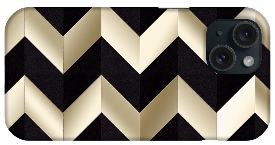 Staley iPhone Case featuring the digital art Zig Zag Gold and Black by Chuck Staley