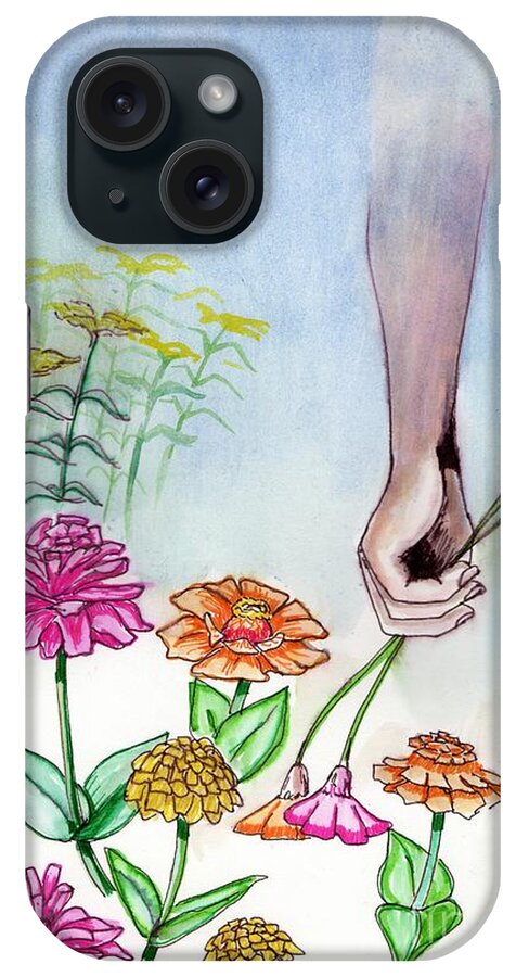 Zinnia iPhone Case featuring the painting Zinnias and Goldenrod by Tammy Nara