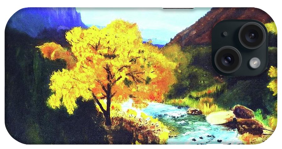Sherril Porter iPhone Case featuring the painting Zion's in Autumn by Sherril Porter